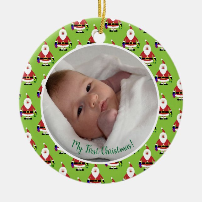 Ornement En Céramique Première photo de bébé de Noël (Devant)