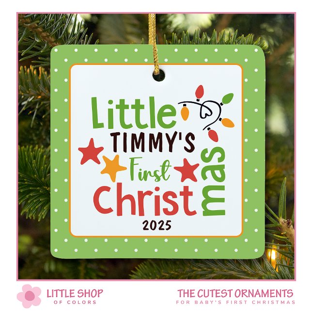 Ornement En Céramique Première photo de Noël de Retro Baby personnalisab (Créateur téléchargé)