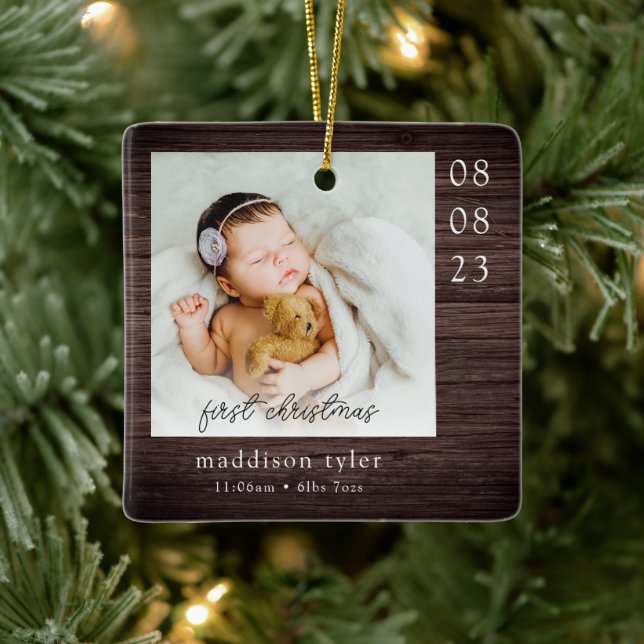 Ornement En Céramique Première photo de Noël du bébé (Arbre)