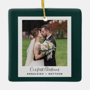 Ornement En Céramique Première photo de Noël Mariage Couple