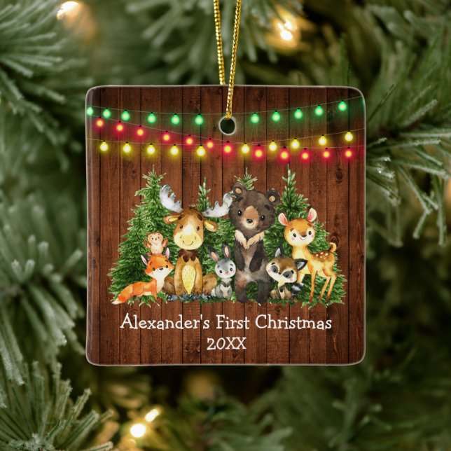 Ornement En Céramique Premières lumières de Noël de bébé Animaux de la f (Arbre)
