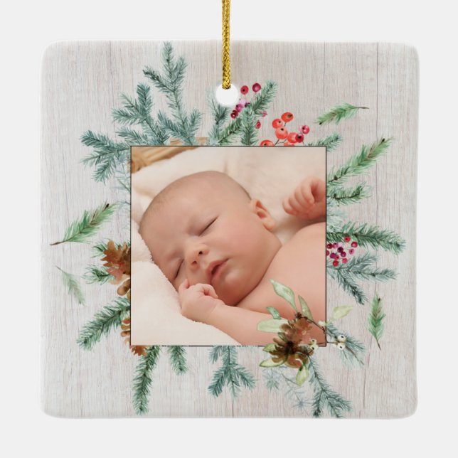 Ornement En Céramique Premiers grands-parents de Noël Végétation d'hiver (Dos)