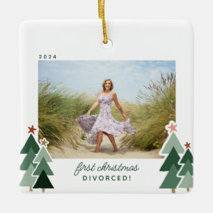 Ornement En Céramique Premiers Noël Divorcé Arbres Rustiques Photo