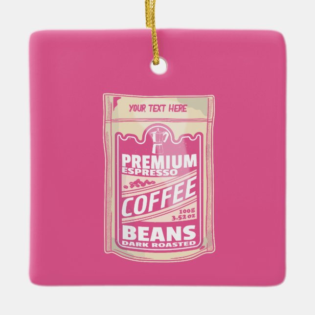Ornement En Céramique Premium espresso café haricots rose nourriture pop (Devant)