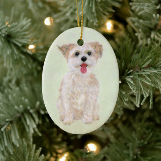 Ornement en céramique premium Morkie