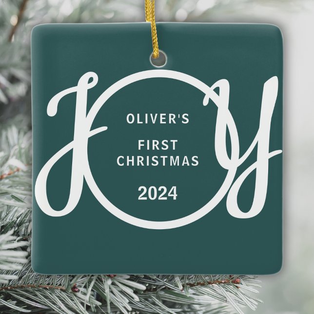 Ornement En Céramique Prénom de Noël du bébé personnalisé Green Keepsaké (Créateur téléchargé)