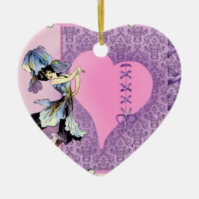 Ornement En Céramique Pretty Pink Flower Fairy Accessoires - add name (Devant)