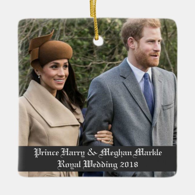 Ornement En Céramique Prince Harry & Meghan Markle Mariage royal 2018 (Devant)