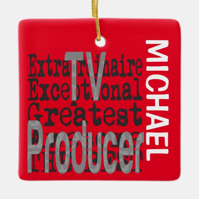 Ornement En Céramique Producteur TV Extraordinaire PERSONNALISÉ (Devant)