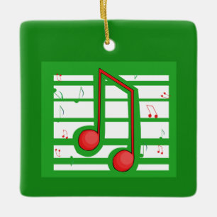 Ornement En Céramique Professeur de Musique Noël, Notes sur Vert