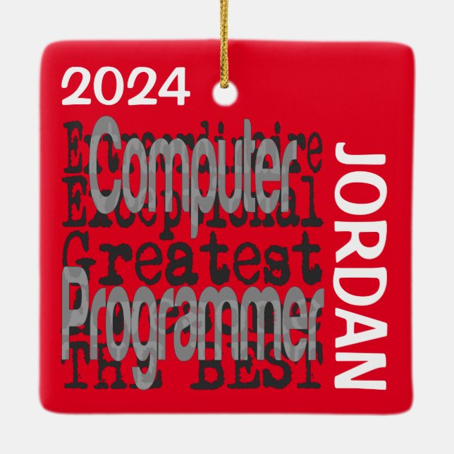 Ornement En Céramique Programmeur Ordinateur Extraordinaire PERSONNALISÉ (Dos)