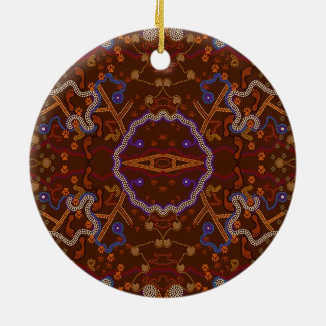 Ornement En Céramique Promenade aborigène australienne avec traces anima (Dos)