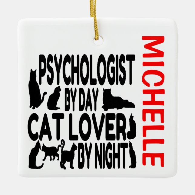 Ornement En Céramique Psychologue Aime Chats CUSTOM (Devant)