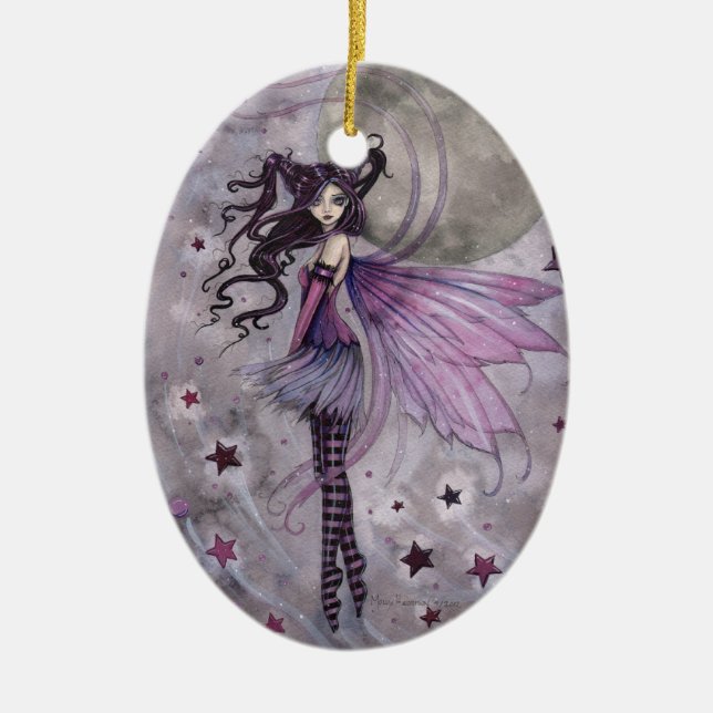 Ornement En Céramique Purple Fairy Imaginaire Art par Molly Harrison (Devant)