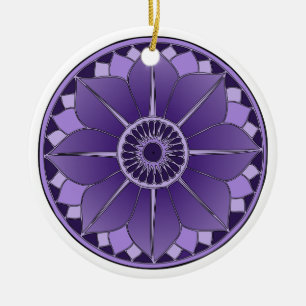 Ornement En Céramique Purple Floral Lotus Nouvel Âge Spirituel Mandala