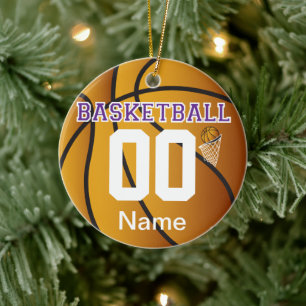 Ornement En Céramique Purple Personnaliser le numéro de basket-ball Orne