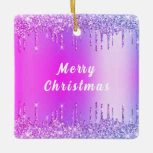 Ornement En Céramique Purple Rose Gold Parties scintillant Drives Joyeux