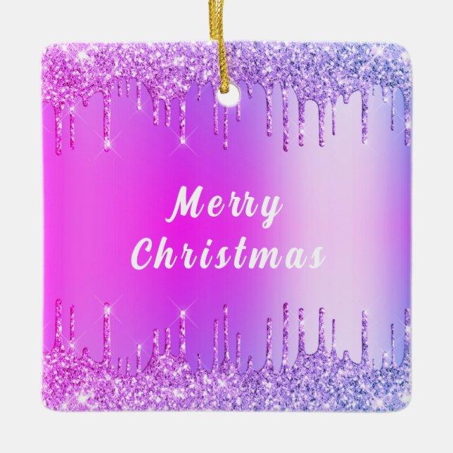 Ornement En Céramique Purple Rose Gold Parties scintillant Drives Joyeux (Devant)