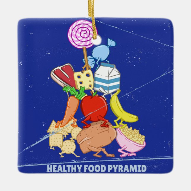 Ornement En Céramique Pyramide alimentaire saine dessin humoristique (Devant)