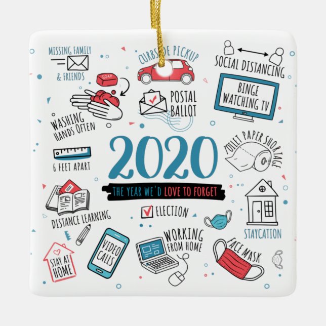 Ornement En Céramique Quarantine Noël 2020 Commémoratif (Devant)