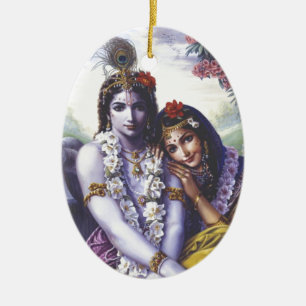 Ornement En Céramique Radha et Krishna