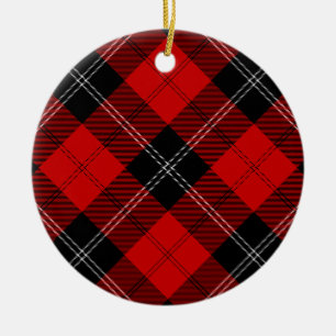 Ornement En Céramique Ramsay tartan rouge noir carreaux