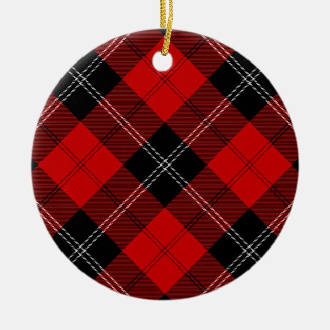 Ornement En Céramique Ramsay tartan rouge noir plaid (Devant)