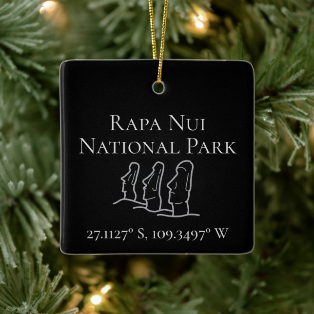 Ornement En Céramique Rapa Nui Latitude & Longitude Personnalisé (Arbre)