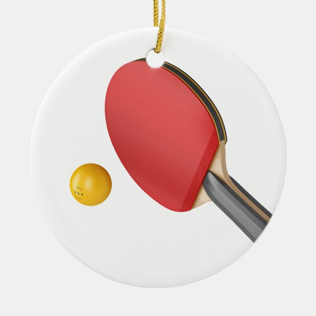 Ornement En Céramique Raquette et boule de ping-pong (Devant)