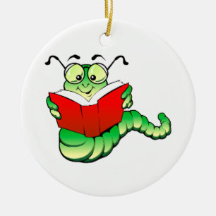 Ornement En Céramique Rat de bibliothèque vert avec des verres lisant un