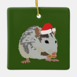 Ornement En Céramique Rat de Noël affamé
