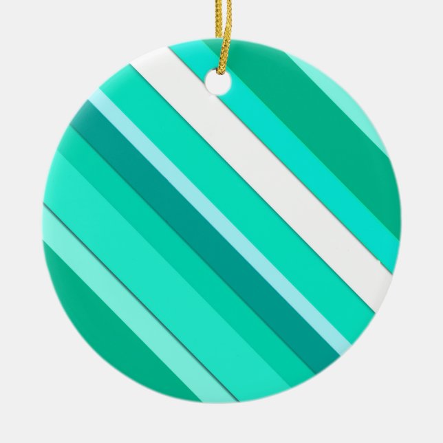 Ornement En Céramique Rayures de bonbons en couches - turquoise et blanc (Devant)