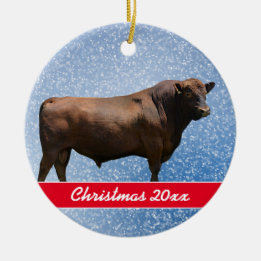 Ornement en céramique Red Angus Bull
