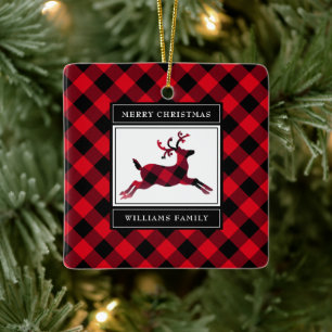 Ornement En Céramique Red Buffalo Reinder Rustique Joyeux Noël