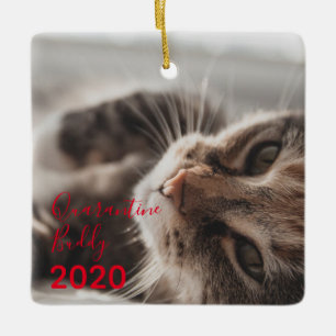 Ornement En Céramique Red Merry Pawsmas Quarantine Budat Noël