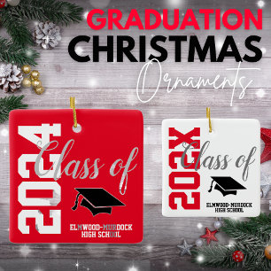 Ornement En Céramique Red Personnalisé High School Graduation Noël