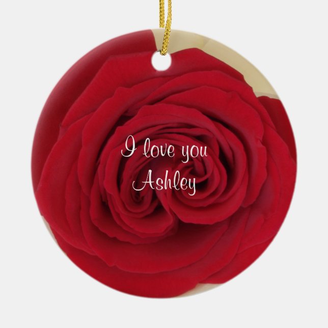 Ornement En Céramique Red Rose Mariage Proposition d'ornement d'idée (Devant)
