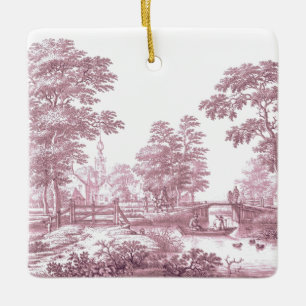 Ornement En Céramique Red Toile Vintage Pont pastoral Français Bateau