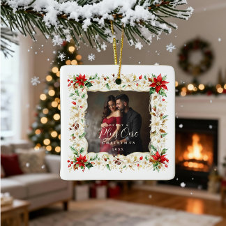 Ornement En Céramique Refined Exquisite Floral Christmas Frame Holiday