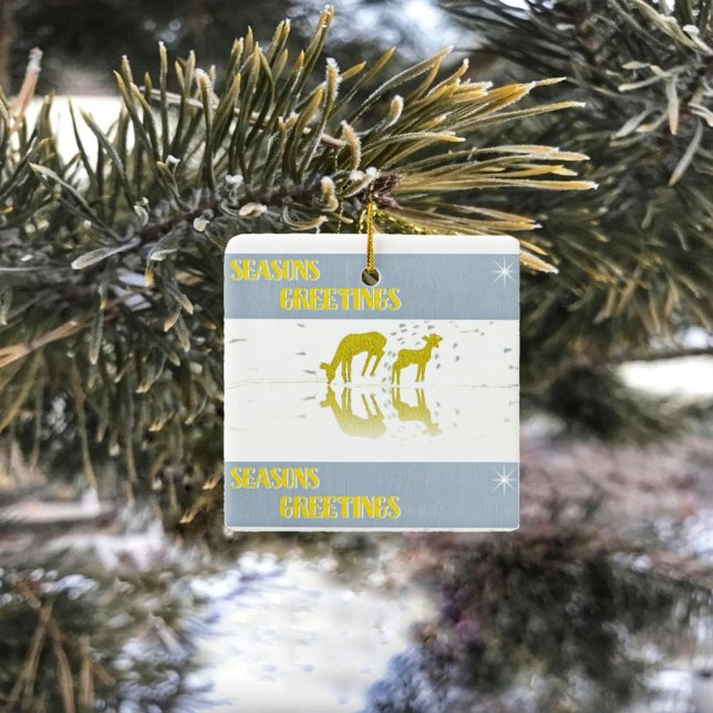 Ornement En Céramique Réflexion des cerfs - Étoile (This Deer Reflection Ceramic Ornament, makes a charming keepsake!)