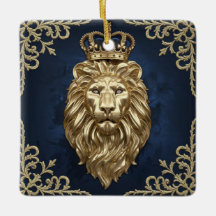 Regal Lion Design - Marine Blue & Gold Luxe