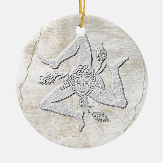 Ornement En Céramique Regard vintage sicilien de fresque de Trinacria (Devant)