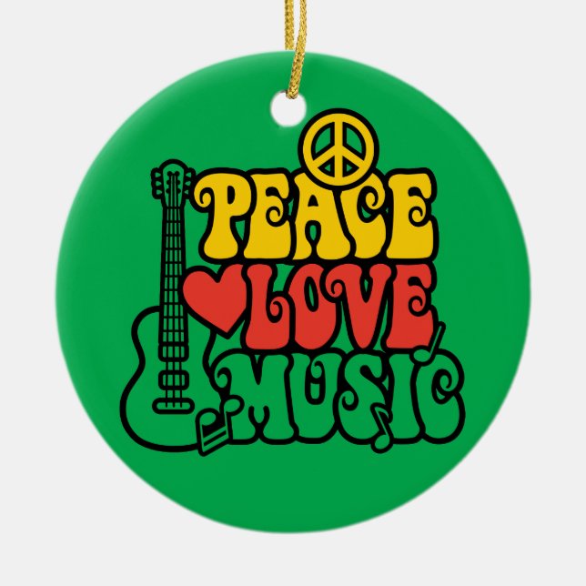 Ornement En Céramique Reggae Peace Love Music (Devant)