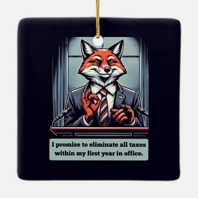 Ornement En Céramique Renard présidentiel - Drôle animal de satire polit (Dos)