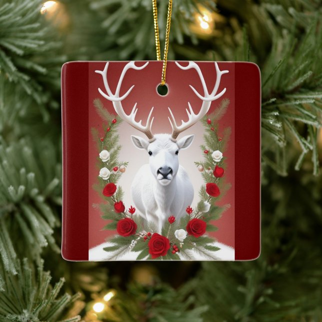Ornement En Céramique Rennes blanches (White Reindeer Christmas Tree  
Decoration!)