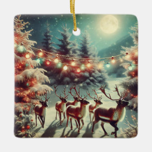 Ornement En Céramique Rennes vintage et guirlandes de Noël Personnaliser