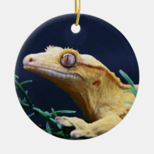 Ornement En Céramique Repos crêté jaune de Gecko