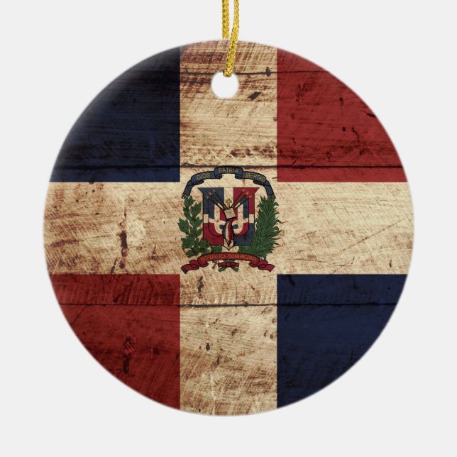 Ornement En Céramique République dominicaine Drapeau sur le vieux grain  (Devant)