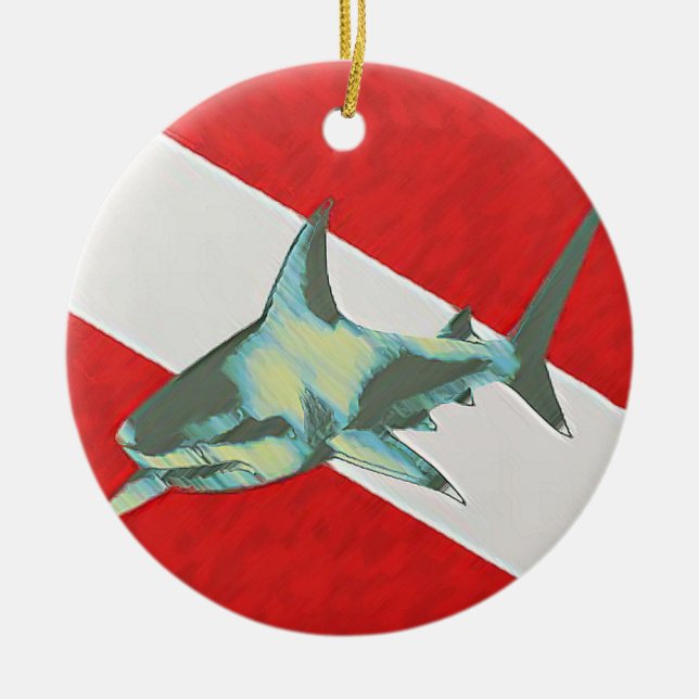 Ornement En Céramique requin-drapeau (Devant)