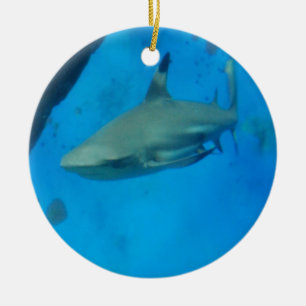 Ornement En Céramique Requin incliné petit par noir